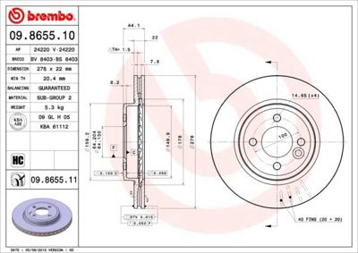 BREMBO 09.8655.11 Fren Dıskı On R50/R52/R53 34111502891 92107503 834113 9865511 BD2891 B1G22202041 24220 360406120300 186762 192564SPORT