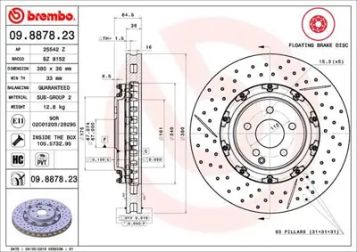 BREMBO 09.8878.23 Fren Dıskı On Floatıng Mercedes-Benz A2304210912 BZ9152 2304210912 25542Z 9887823