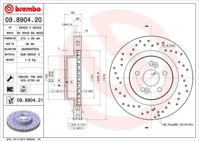 BREMBO 09.8904.21 Fren Dıskı On Uv Coated Renault 7701208843 3811 1421829 RN843V 17781 BS8528 44108 5815203966 197358 7701208130