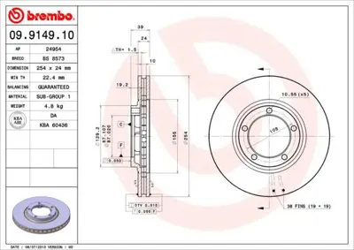 BREMBO 09.9149.10 Fren Dıskı On Standard Mıtsubıshı 663610 DDF1404 MB895464 WGR14041 955933 600HH14 562800BC 6041021 562800 ADG04361