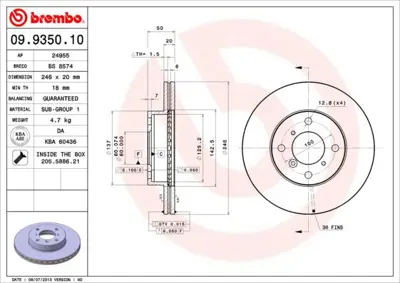 BREMBO 09.9350.10 Fren Dıskı On Standard Suzukı 5531162G01 DI955867 33155210011 MDC1457 26046 RS3592 ADK84313 315208 BG3341 BS8618