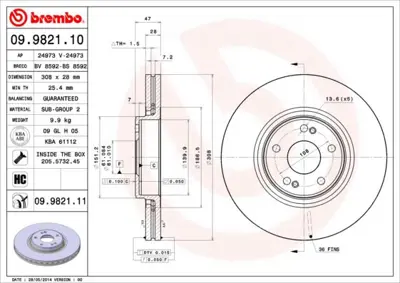 BREMBO 09.9821.11 Fren Dıskı On Uv Coated Renault 8200019581 9982110 54139 562593BC REN174 16155210026 DSK2552 186717 520382 9982120
