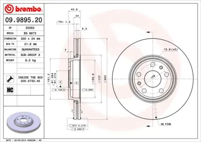 BREMBO 09.9895.20 Fren Dıskı On Standard Renault 7701208849 DF6449 1421524 BS7223 18152039101 9989520 BG4338 6147710 DDF2266 BS8873