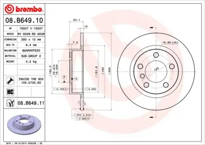 BREMBO 08.B649.10 Fren Dıskı Arka R60/R61 34219811539 986479728 3155230035PD 92238703 3155230035 8B64910 8B64911 150348720 197734 5139