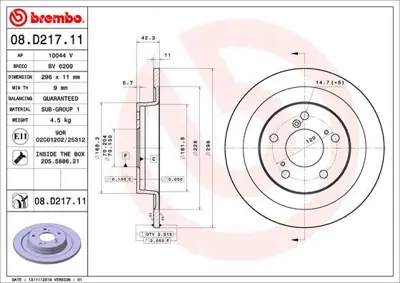 BREMBO 08.D217.11 Fren Dıskı Arka Uv Coated Honda 42510TV8E00 DSK3316 ADH243132 BBD5510 18633 BG4992C 8D21711 ADC2958 10044V 312679