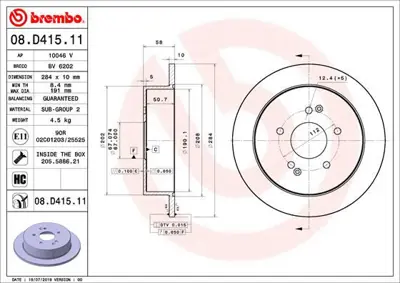 BREMBO 08.D415.11 Fren Dıskı Arka Uv Coated Ssangyong 4840135100 4840134102 4840135101 4840134101 RT4581GLT6 SY60620 BG4940C 6209600 PBD1023 610SS03