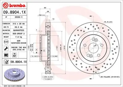 BREMBO 09.8904.1X Fren Dıskı On Xtra Renault 7701208130 8DD355123911 BBD4814 311025460 RT20774GLT9 RT20774GLT5 1421385 RT20774HPGLT2 FBD1907 92167703