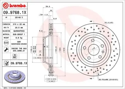 BREMBO 09.9768.1X Fren Dıskı Arka Xtra Audı 8J0615601A 54606PRO 9976810 BS8948 562706BC 997681X 360406075101 25148 A1049V 8DD355113981
