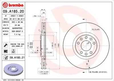 BREMBO 09.A185.21 Fren Dıskı On Uv Coated Peugeot RT21658GLT5 4249J3 562715BC 9A18520 P1017V MDC2609 986479A88 RT21658GLT9 BG4457 BS7568