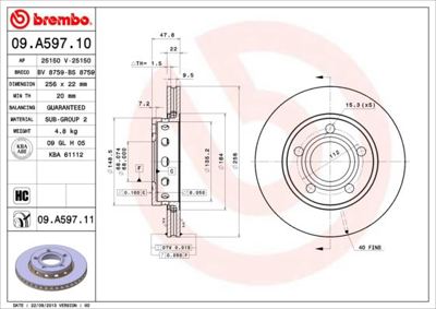 BREMBO 09.A597.11 Arka Fren Dıskı Audı 8D0615601D 683510 422221 2047131 92174203 D683510 9A59710 DF4210 24012202211 NBD1172