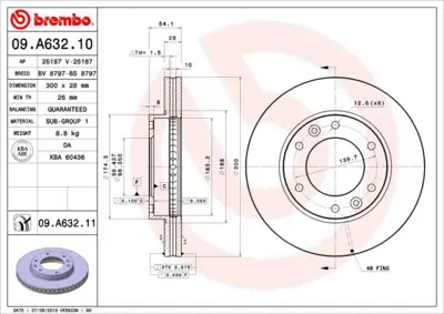 BREMBO 09.A632.11 Fren Dıskı On Uv Coated Kıa 517124D200 BDC5550 BG4137 562918JC1 MDC1835 203524 ADC1085V SDK6531 9A63210 K106025