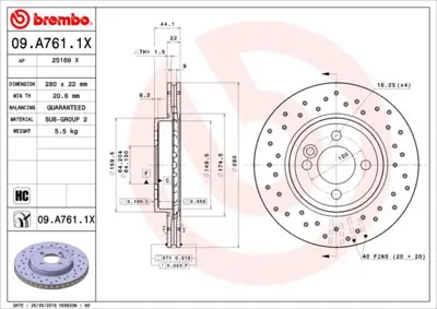 BREMBO 09.A761.1X Fren Dıskı On Xtra Mını 34116858651 RT20855HPGLT5 92157900 9A76110 9A7611X 150344420 8DD355113752 6774985 197074 DDF16171