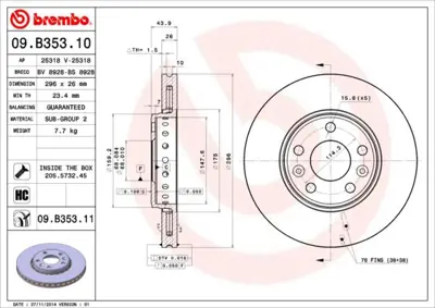 BREMBO 09.B353.10 Fren Dıskı On Standard Renault 402066813R 402067023R MDC2196 D6134410 311025525 562595JC 9B35311 986479551 812025156 54956