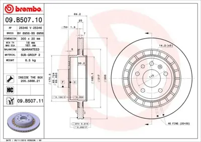 BREMBO 09.B507.11 Fren Dıskı Arka Uv Coated Saab 12763593 BS8402 RT20430GL 24112001961 8155235026 8DD355114381 RT20430GLT5 BG4046 BS7599 RT20430GLT3