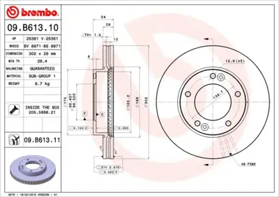BREMBO 09.B613.11 Fren Dıskı On Uv Coated Kıa 517123E500 DF6081S K2003V BS9508HC 1815203519 D1537 PBD8021 9954511 197210 517123E000