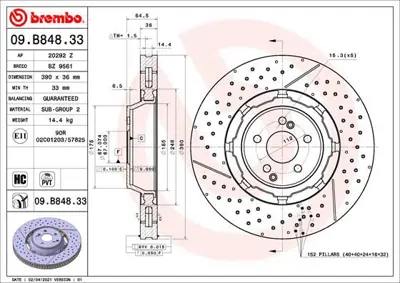 BREMBO 09.B848.33 Fren Dıskı On Dual Cast Mercedes-Benz 20292Z A2314210612 A2314211812 2314210612 BZ9561 400552770 9B84833 2314211812 TFX49150