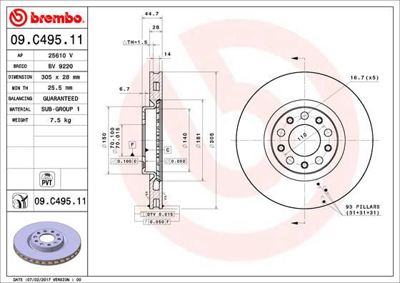 BREMBO 09.C495.11 Fren Dıskı On Uv Coated Alfa Romeo 50532930 8DD355133701 24012803111 DSK3338 1422018 1815311037 PRD3127 360406156001 172916 986479D98