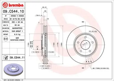 BREMBO 09.C544.11 Fren Dıskı On Uv Coated Nıssan 402063NA0A BS9078 24012802681 5815202286 9C54411 402063LM0A 5815312285 BN1120E BBD5384 1815312285