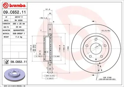 BREMBO 09.C652.11 Fren Dıskı On Uv Coated Mazda B45G33251A 92267603 DDF2465C 55676 ADM543130 DF6731 ADC0476V C33095ABE BBD5381 6157410