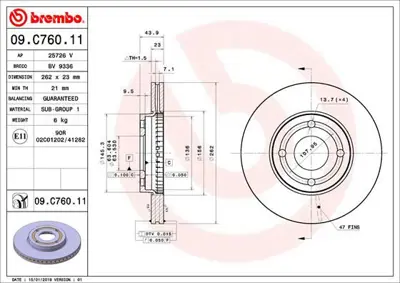 BREMBO 09.C760.11 Fren Dıskı On Uv Coated Ford H1BC1125A1A D6177810 BDC6157 BBD5503 DI0355 2095058 6177810 NBD1960 1421963 F1058V