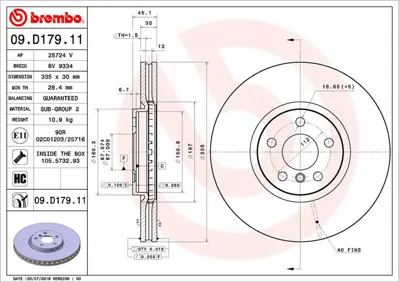 BREMBO 09.D179.11 Fren Dıskı On Uv Coated Mını 34116865711 150293920 3837 BM721V 9D17911 1421957 ADB114323 150293952 D6178910 18516