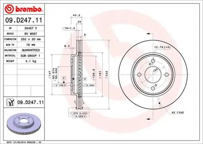 BREMBO 09.D247.11 Fren Dıskı On Uv Coated Suzukı 55311M69P10 9D24711 PRD3142 SKBD0024167 BS9481C 92303703 K01671 ADK84350 BS6444 1422053