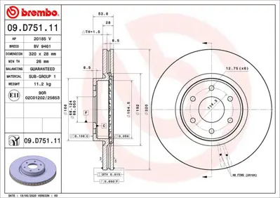 BREMBO 09.D751.11 Fren Dıskı On Uv Coated Mercedes-Benz 4704210200 6213610 92296503 107222 8DD355131401 BBD6222S A4704210200 DSK3422 9D75111 400553520