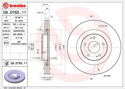 BREMBO 09.D765.11 Fren Dıskı On Uv Coated Mıtsubıshı 4615A230 DI957164 9D76511 MDC2890C BDS2134 380211820 92306503 56065 BBD5623 BV9443