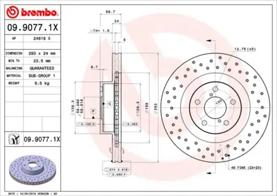 BREMBO 09.9077.1X Fren Dıskı On Xtra Subaru 26300AE060 BG3413 986478977 S4228V 26310AC041 26310AC040 681610 9907710 26300FE011 ADC0814V