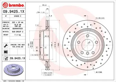 BREMBO 09.9425.1X Fren Dıskı Arka Xtra Bmw 34216772085 DF074 986AB6409 F026A06375 9942510 BDC5459 8DD355128121 1815311561 150340520 9942575