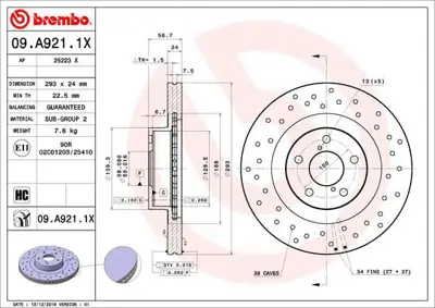 BREMBO 09.A921.1X Fren Dıskı On Xtra Toyota 26300SA000 26300FE010 DSK2072 BG3413C SUB102 26300AE02A NBD964 ADC0814V 26300AE060 FBD1072