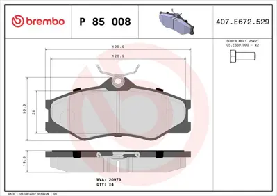 BREMBO P 85 008 Fren Balatası On Low-Met Vw 251698151C 811029845 50000945 T5012 340089 PCP1673 29131 31295 540412 598027