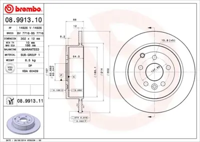 BREMBO 08.9913.11 Fren Dıskı Arka Freelander Iı 2.2td4 LR001018 DF6129 562765BC A4009P MDC1830 986479518 PCD12582 1815204031 NBD1473 6151600