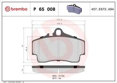 BREMBO P 65 008 Fren Balatası Arka Low-Met Porsche 99635298000 98635293910 98635293900 T5125 GDB1395 99635293900 99635293903 99635293000 99635293003 MDB1874