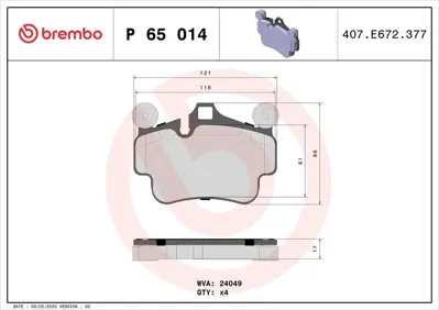 BREMBO P 65 014 Fren Balatası On Arka Low-Met Porsche 99735193905 277320 2404903 2404901 99735193904 77320 D11357894 99735193906 99735193902 99735193903
