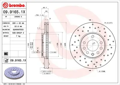 BREMBO 09.9165.1X Fren Dıskı On Xtra Opel Vectra B-C 569003 186881 203645 93171497 430149820 9156807 46736491 DDF1191C 9916510 46836491