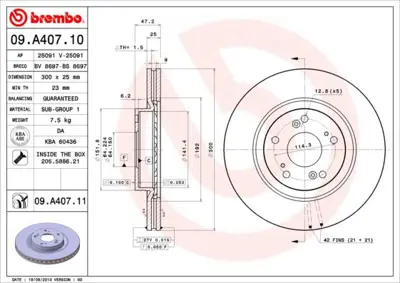 BREMBO 09.A407.11 Fren Dıskı On Uv Coated Honda 45251S9AE50 H1036V AND6645 8DD355115571 ADC0575V 6129710 1815202654 192301 1421421 DP1010111496
