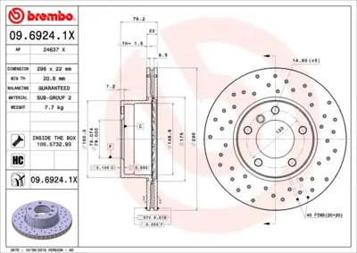 BREMBO 09.6924.1X Fren Dıskı On Xtra Bmw 34116767061 92075003 B2441VR 201536 986479R72 DF7318 BG3043 34111164839 B2441V 9692411