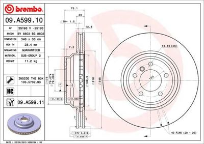 BREMBO 09.A599.11 Fren Dıskı On E84/E90/E92/E93 34116855000 562519BC 8DD355113521 8DD355113531 150344120 150344150 54553PRO BAR30192 DDF1634 BG9019