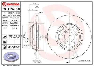 BREMBO 09.A599.11 Fren Dıskı On E84/E90/E92/E93 34116855000 562519BC 8DD355113521 8DD355113531 150344120 150344150 54553PRO BAR30192 DDF1634 BG9019