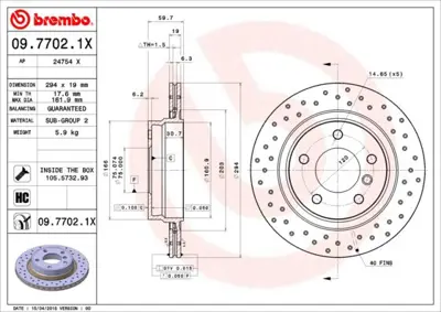 BREMBO 09.7702.1X Fren Dıskı Arka Xtra Bmw 34216855154 34216864056 94216855154 34211165563 B1073V NBD977 986478570 8DD355124011 562094JC1 9770211