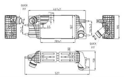 MGA 80325 Turbo Radyatoru Intercooler Nıssan Juke 1.5 Dcı 2010-/ Pulsar 1.5 Dcı 2014- 144611KB2A 144611KB2B 818666 77020N 8ML376745541 CI154000P 961433 30986 DN4460 CY178004