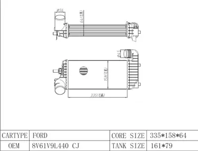MGA 80329 Turbo Radyatoru Intercooler Ford  Focus  Connect   1.6 Tdcı 12- Kuga 1.5  13- 105910 1715728 BV619L440CC 812M39 18004471 BV619L440CE 1778294 96251 1740034 1766819