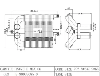 MGA 80342 Turbo Radyatoru Intercooler  Isuzu Dmax 2006-2012 8980886850 97375015 237000N 97307017 IS4033 98000192 8980001920 97234910 6302044 8972349104