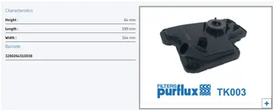 PURFLUX TK003 Sanzıman Fıltre Kıtı Opel Astra J- Astra K- Cascada- Insıgnıa A- Insıgnıa B- Mokka- Zafıra C 6t45 24274649 24262091 V401845 625358 21175 56125AS JT598 EG1159H