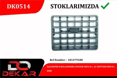 DEKAR 0514 Kalorıfer Havalandırma Dıfızor Orta Sol-Sag Fıat Uno 181479180