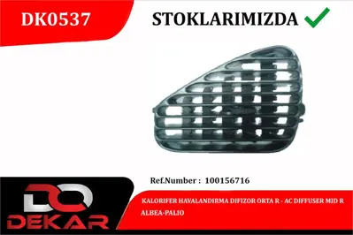 DEKAR 0537 Kalorıfer Havalandırma Dıfızor Orta Sag Fıat Albea 100156716