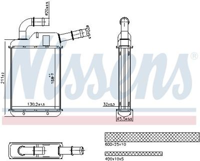 NISSENS 707279 Arka Kalorıfer Radyatoru Vw 58006355 7H0819032 53670 7278 TSP0525536 DRR32010 R21520 KVW6355 VW6355 VOLK7050