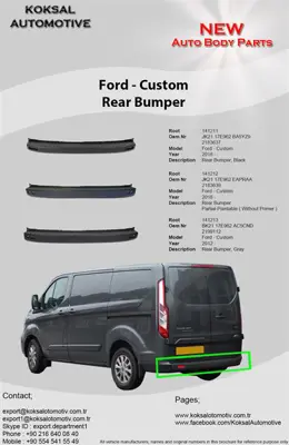 ROOT K141211 Arka Tampon   Orta  Sıyah  2183637 Ford Custom 2018- JK21 17E962 BA5YZ9