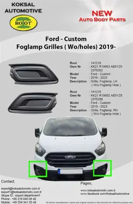 ROOT K141219 Sıs Kapagı  Sag  Sıssız   2375298 Ford Custom 2018-2023 KK21 R19952 AB5YZ9